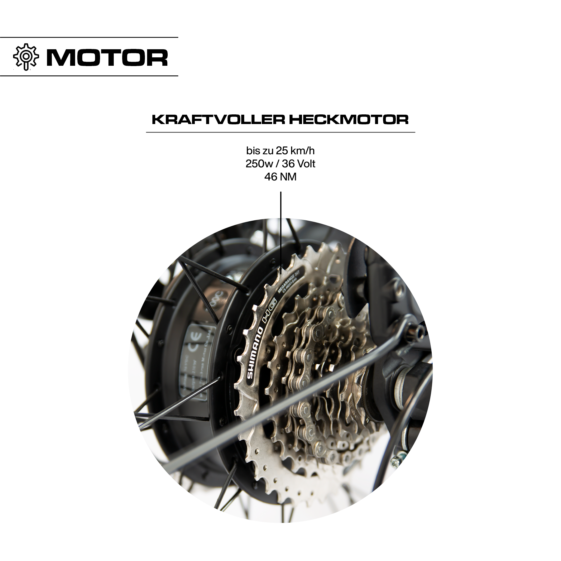 250 Watt 36 Volt Hinterradnabenmotor am Keskin cBike1 E-Bike – wartungsfreier, leiser Antrieb für effiziente Unterstützung im Stadtverkehr in Deutschland