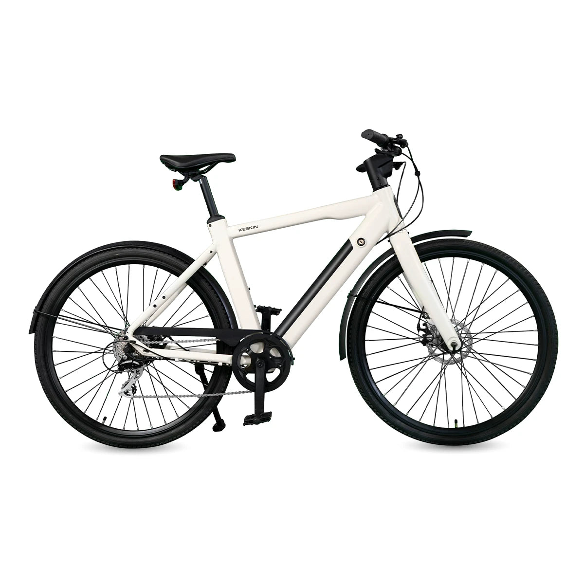 Profilansicht des Keskin cBike1 E-Bikes in Sand – 28 Zoll City E-Bike mit Motorunterstützung, integriertem Akku und modernen Features für den Stadtverkehr in Deutschland