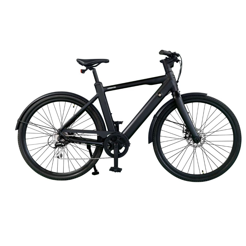 Seitenprofil des Keskin cBike1 E-Bikes in Schwarz – 28 Zoll City E-Bike mit integriertem Akku, Motorunterstützung und modernen Features für komfortable Stadtfahrten in Deutschland