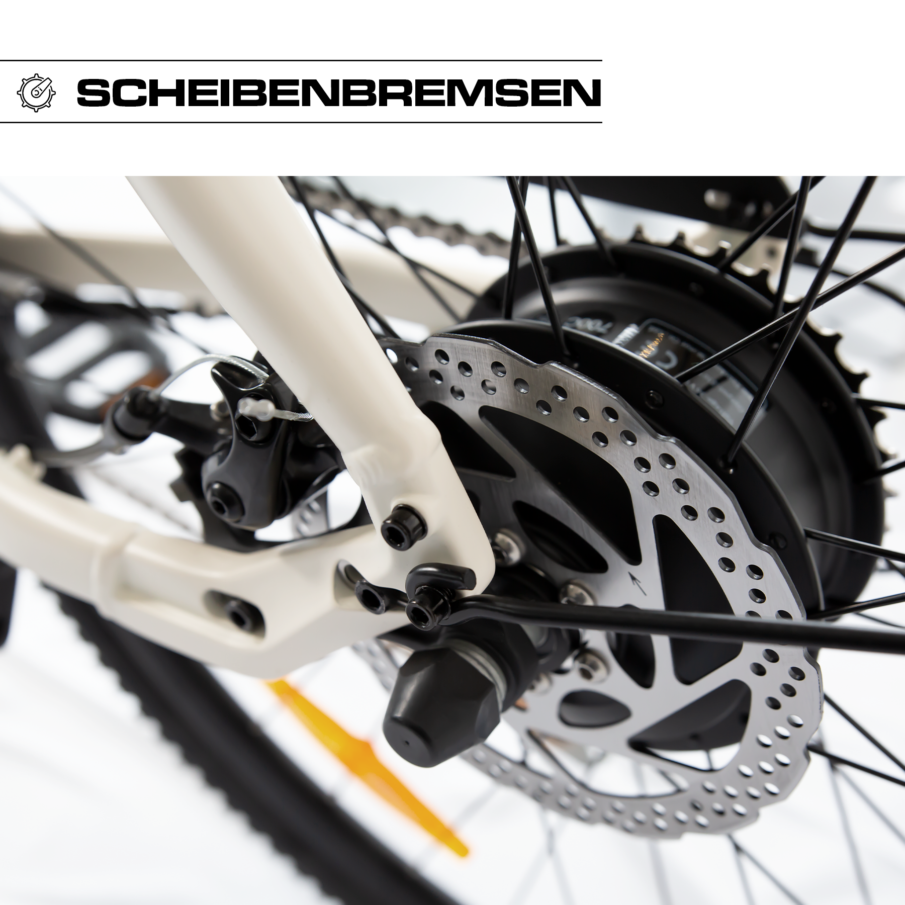 Scheibenbremse am Keskin cBike1 E-Bike in Sand – zuverlässige Bremskontrolle und Sicherheit für den Stadtverkehr in Deutschland